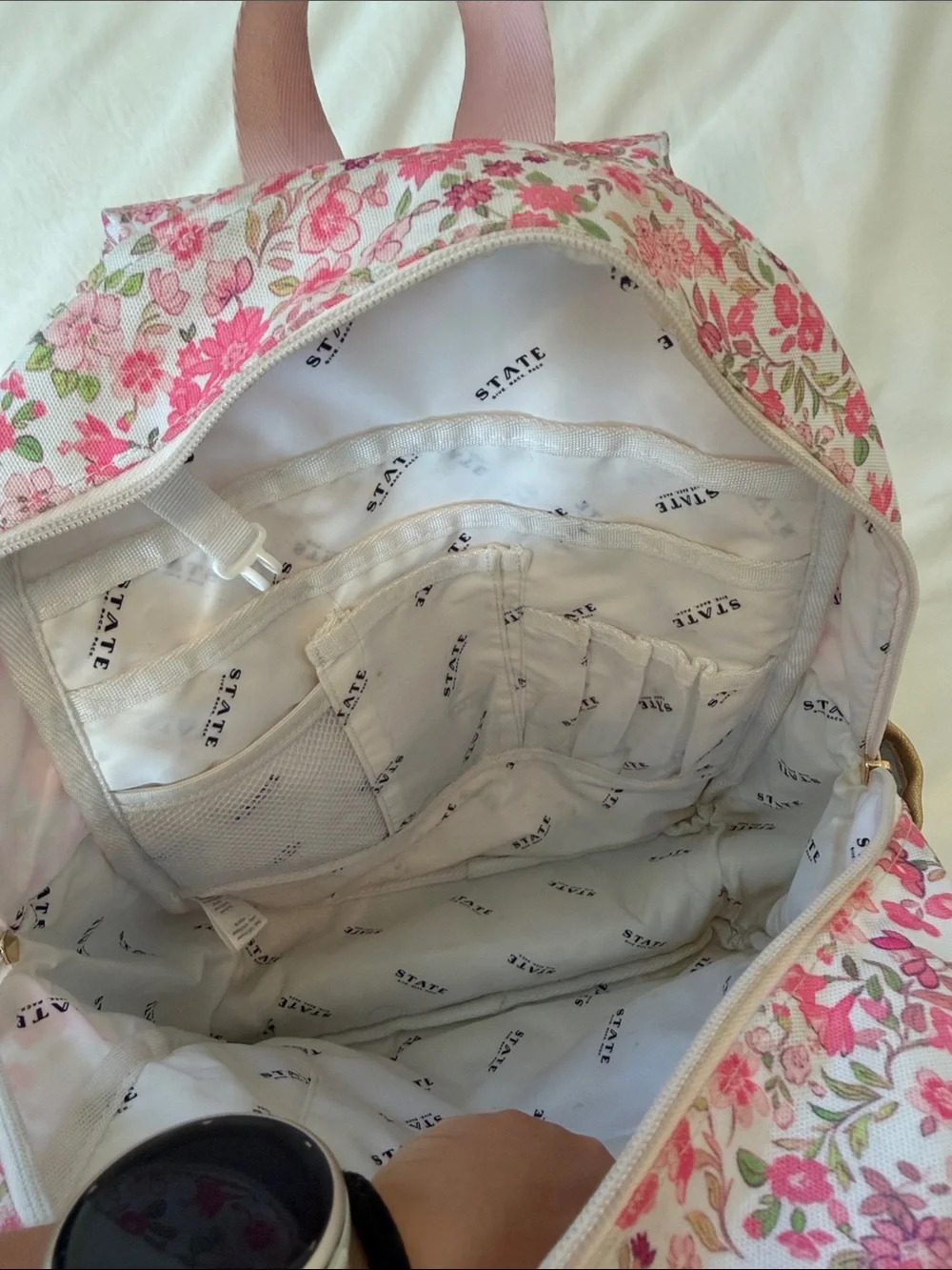 LoveShackFancy x State Pink and Blue carryon Floral Backpack